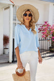 SOLID COLOR V-NECK CHIFFON SHIRT