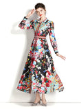 LONG-SLEEVED LANTERN SLEEVE PRINTED DRESS