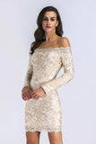 SEXY OFF THE SHOULDER LONG-SLEEVED MINI SLIM DRESS