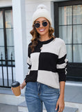 Casual Round Neck Plaid Sweater
