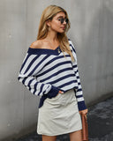 CLASSY V-NECK STRIPED WARM SWEATER
