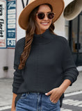 CASUAL LONG SLEEVE PULLOVER KNITTED LOOSE TURTLE NECK SWEATER