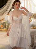 FASHION PERSPECTIVE LACE SATIN SUSPENDER NIGHTDRESS