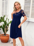HOLLOW LACE CASUAL SHORT SLEEVE DRESS