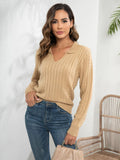 CLASSY LAPEL TWIST PULLOVER LOOSE SWEATER