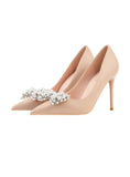 PEARL BOW THIN HIGH HEELS SHOES