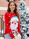 FASHION SANTA CLAUS LETTER EMBROIDERED RED PULLOVER SWEATER