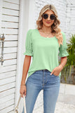 SQUARE NECK SHORT SLEEVE LOOSE T-SHIRT