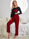 FASHION CHRISTMAS PLAID LOVE LONG SLEEVE SUIT