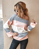 CLASSY WOMEN CONTRAST STRIPED SWEATER