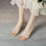 TRANSPARENT THICK-HEELED SLIPPERS