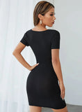 SEXY CUT OUT SHORT SLEEVE DRESS