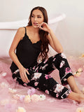 FASHION PRINTED SUSPENDER HOME SUIT