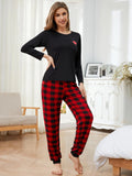 FASHION HEART-SHAPED PRINTED LONG-SLEEVED SLEEPWEAR