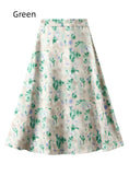 SLIM SATIN PRINTED ELASTIC WAIST SKIRT