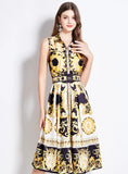 RETRO SLIM HEPBURN PRINT DRESS