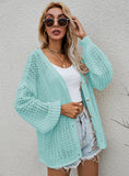 STYLISH HOLLOW KNIT CARDIGAN LOOSE SWEATER