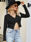STYLISH SOLID COLOR LONG SLEEVE SLIM SHORT SWEATER