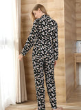 FASHION PLANT PRINTED LONG-SLEEVED TWO-PIECE SUIT