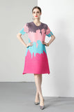 FOLDING BEADED LOOSE SHORT-SLEEVED DRESS