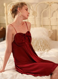 FASHION SATIN ICE SILK SUSPENDER NIGHTDRESS