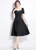 SQUARE NECK SLIM MID-LENGTH DRESS