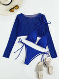 SEXY BLUE LONG-SLEEVED THREE-PIECE SWIMSUIT