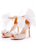 11 CM WHITE BOW STILETTO HEELS SANDALS
