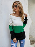 STYLISH COLLAR SPLICING MULTI-COLOR SWEATER
