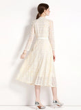 LACE LONG-SLEEVED MEDIUM-LENGTH DRESS