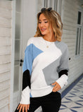 Long Sleeve Round Neck Diamond Sweater