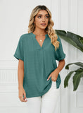 V-NECK CASUAL SOLID COLOR LOOSE SHIRT