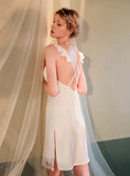FASHION SOLID COLOR SATIN LACE SUSPENDER NIGHTDRESS