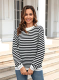 Striped Contrast Long Sleeve Sweater