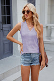 V-NECK LACE STITCHING SLEEVELESS VEST T-SHIRT