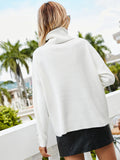 CLASSY SOLID COLOR HIGH NECK BUTTON SWEATER