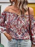 IRREGULAR OFF-THE-SHOULDER LONG SLEEVE SHIRT