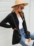 STYLISH LOOSE KNIT CARDIGAN SOLID COLOR LONG SLEEVES SWEATER