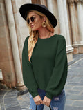 CLASSY LOOSE SOLID COLOR ROUND NECK SWEATER