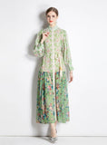 LONG-SLEEVED RETRO LANTERN SLEEVE PRINTED DRESS