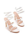 WHITE PEARL FISH MOUTH HIGH-HEELED SANDALS