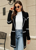 FASHION LONG SLEEVE SUIT COLLAR SLIM LONG SWEATER COAT