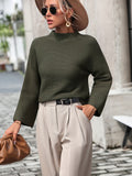 FASHION LOOSE NINE-POINT SLEEVE SOLID COLOR SWEATER