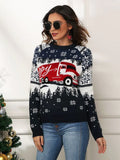 CLASSY CHRISTMAS PULLOVER LONG SLEEVE LOOSE JACQUARD SWEATER