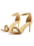 THIN-HEELED CRYSTAL DIAMOND WEDDING SHOES SANDALS