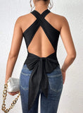 SLIM-FIT HALTER SLEEVELESS VEST TOP