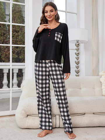 FASHION PLAID LONG SLEEVE TWO-PIECE SUIT