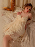 SEXY SWEET GAUZE FLOWER PAJAMAS SUSPENDER NIGHTDRESS
