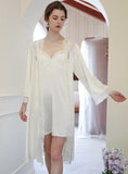 THIN TWO-PIECE HOME LONG SLEEVE V-NECK NIGHTGOWN