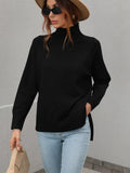 FASHION SOLID COLOR HIGH NECK SWEATER